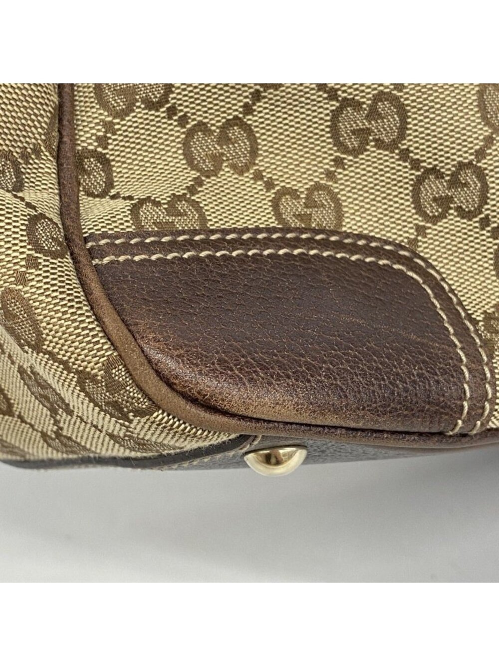 ★SOLD★ Gucci Shoulder Bag GG Canvas Sherry Line Beige Brown Gold - Picture 6 of 9